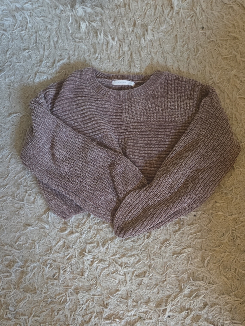 Altar'd State Dusty Mauve Ribbed Crewneck Sweater